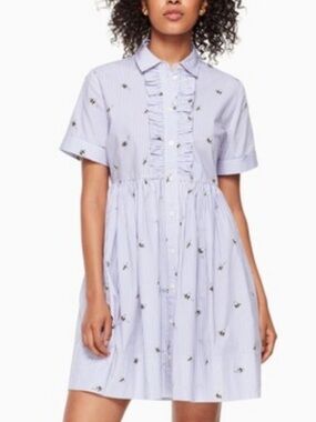 kate spade Blue and White Striped Button-Front Shirt Dress